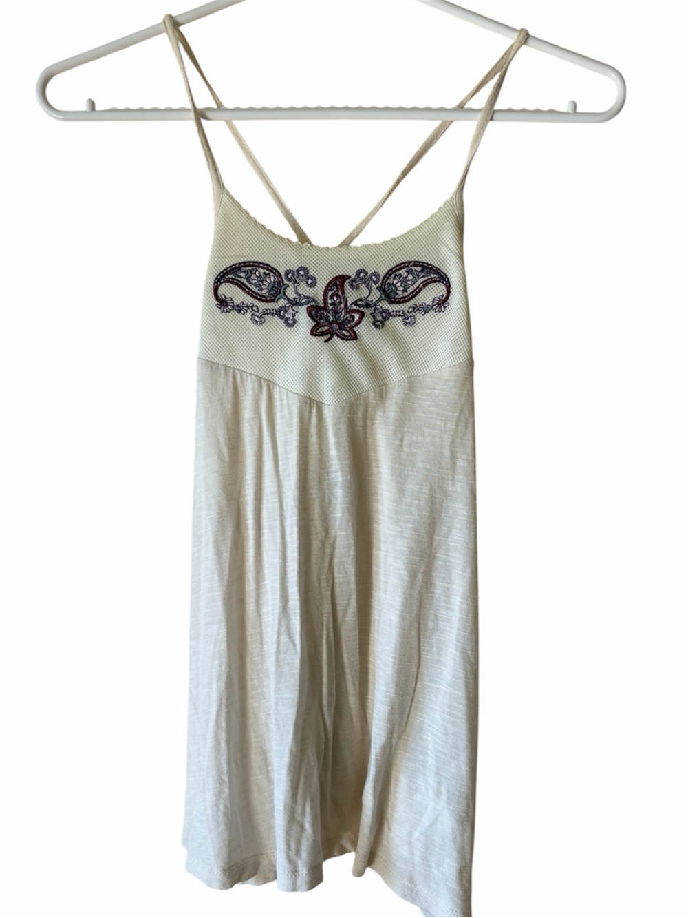 Harlow Y2K Paisley Embroidered Flowy Cami Tank Top Boho Fairycore Cottagecore
